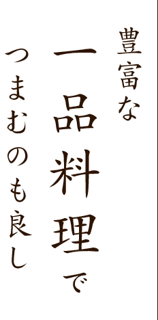 豊富な一品料理でつまむのも良し